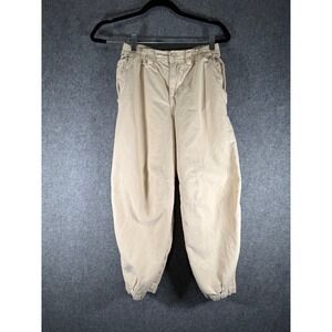 Aerie Cargo Pants‎ Khaki Beige High Rise Elastic Waist XS Baggy Tapered